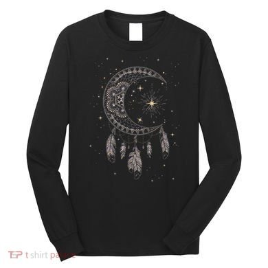 Dream Catcher Moon & Stars Boho Graphic Long Sleeve Shirt