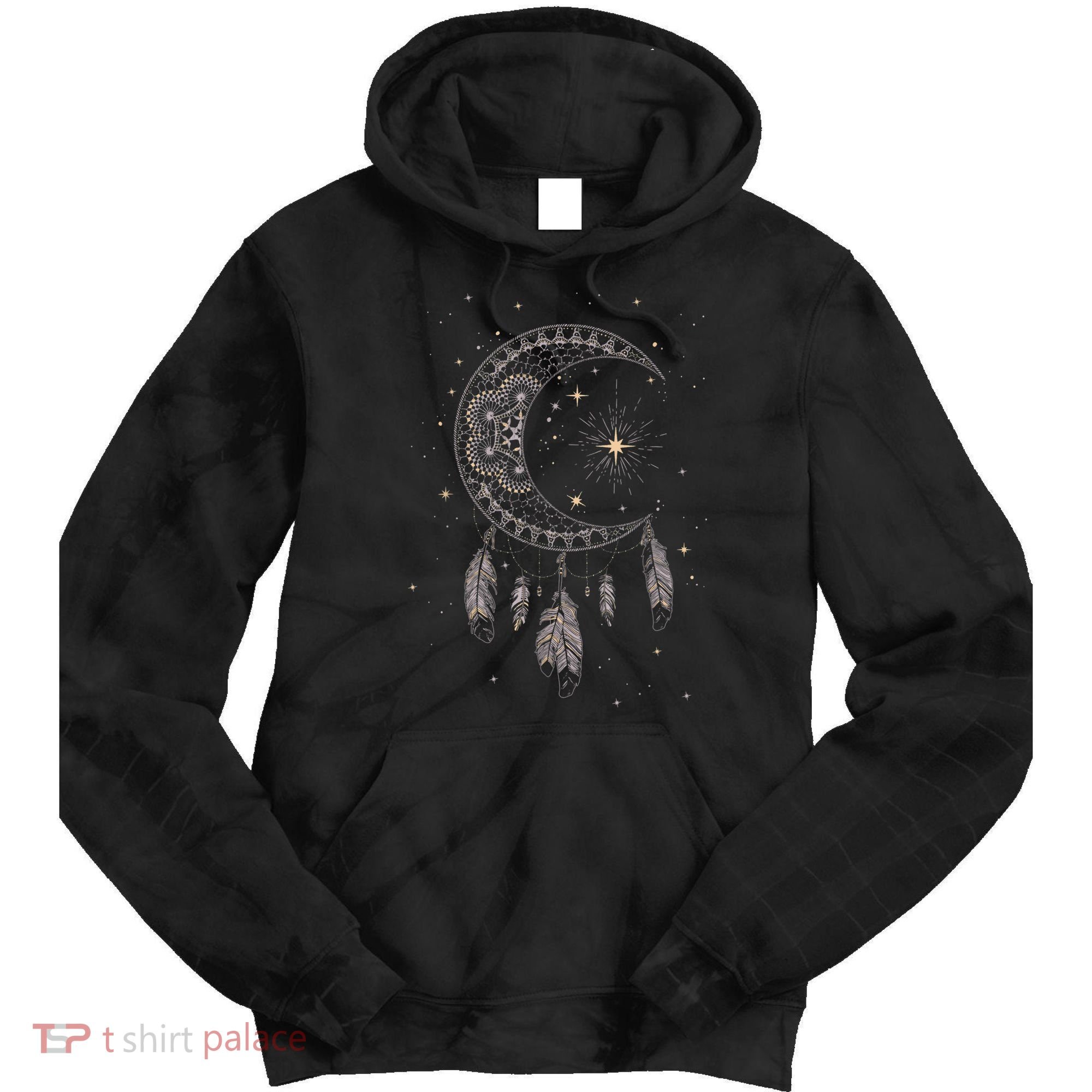 Dream Catcher Moon & Stars Boho Graphic Tie Dye Hoodie