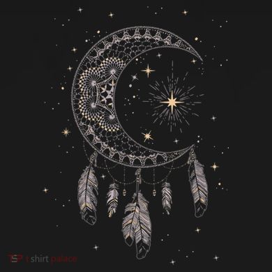 Dream Catcher Moon & Stars Boho Graphic Tie Dye Hoodie