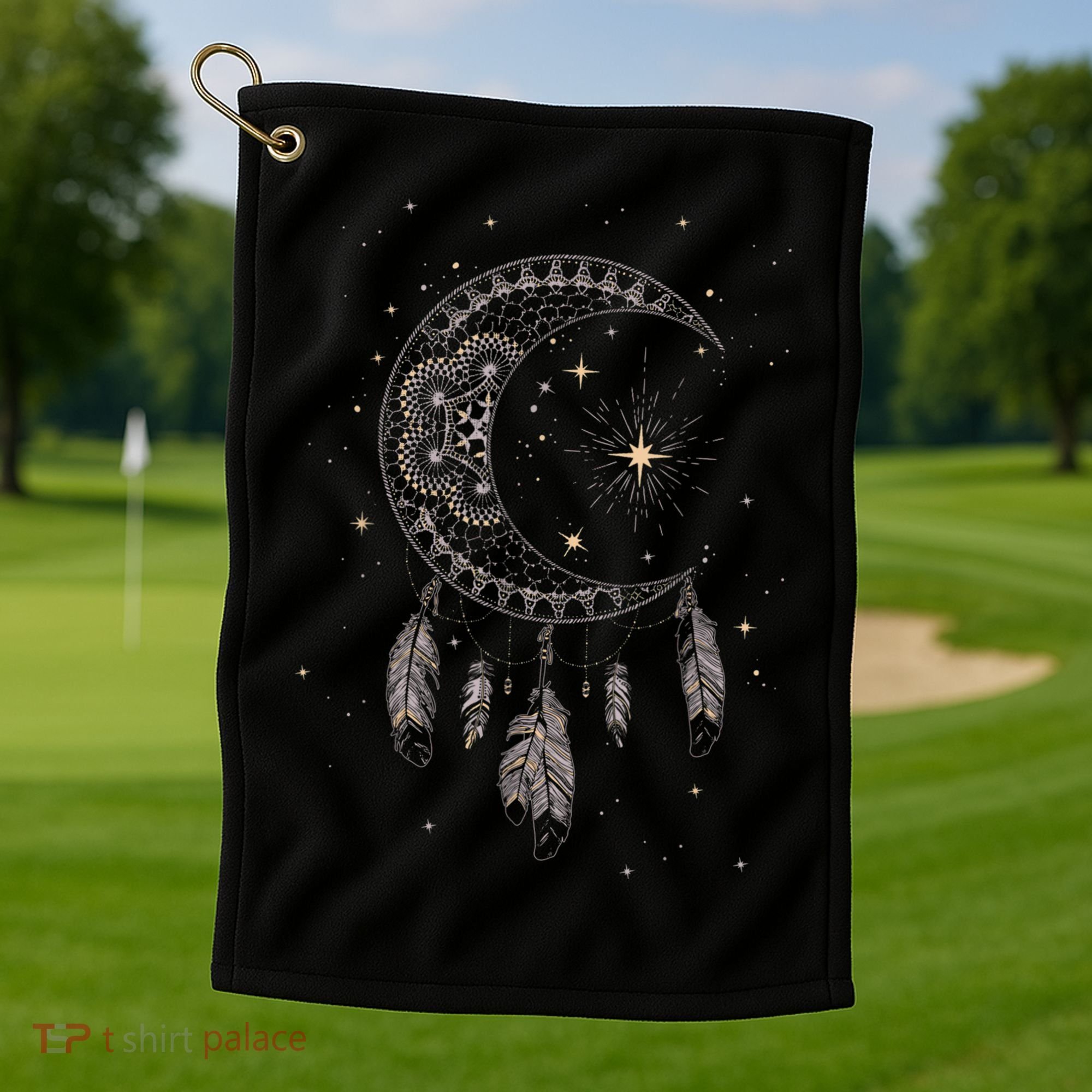 Dream Catcher Moon & Stars Boho Graphic Golf Towel