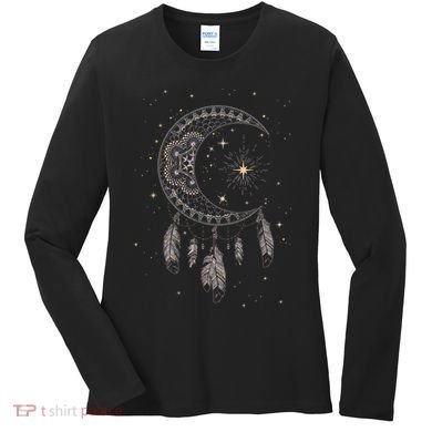 Dream Catcher Moon & Stars Boho Graphic Women's Long Sleeve Shirt