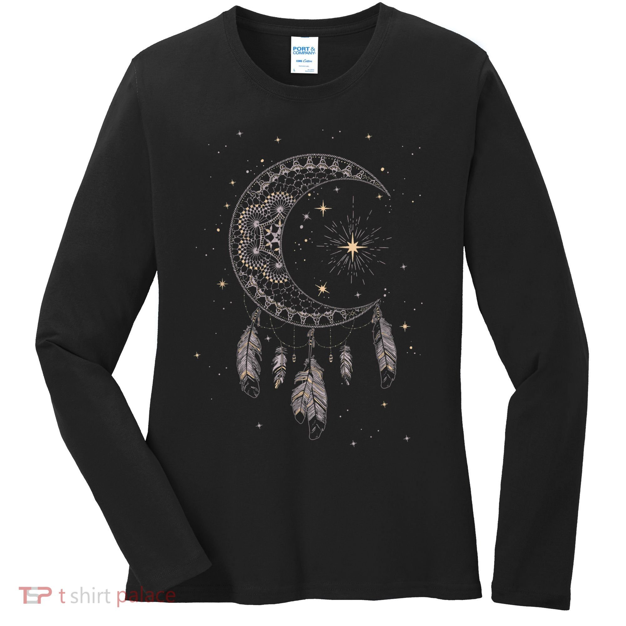 Dream Catcher Moon & Stars Boho Graphic Women's Long Sleeve Shirt