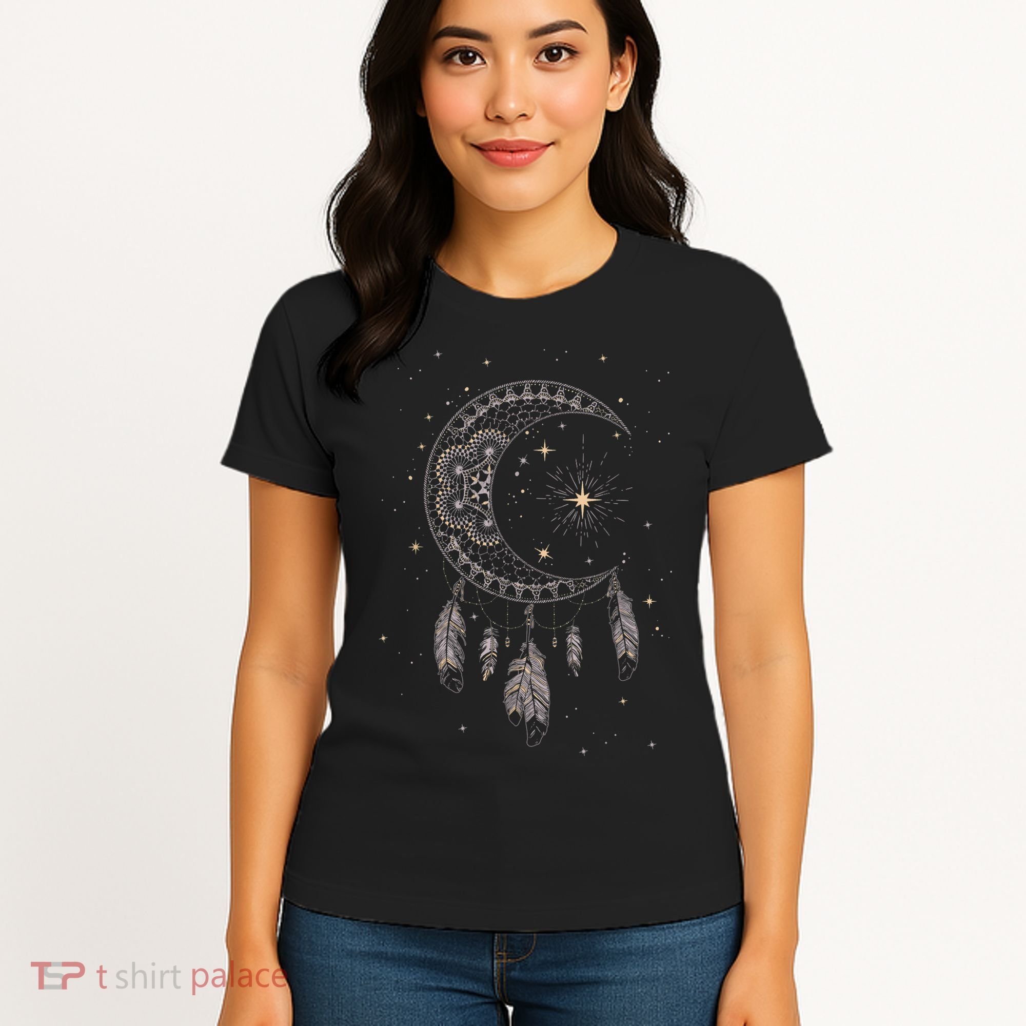 Dream Catcher Moon & Stars Boho Graphic Women's T-Shirt