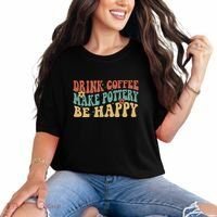 Drink Coffee Make Pottery Be Happy Groovy Pottery Artist Comfort Colors T-Shirt thumb 0