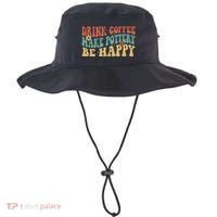 Drink Coffee Make Pottery Be Happy Groovy Pottery Artist Bucket Hat thumb 0