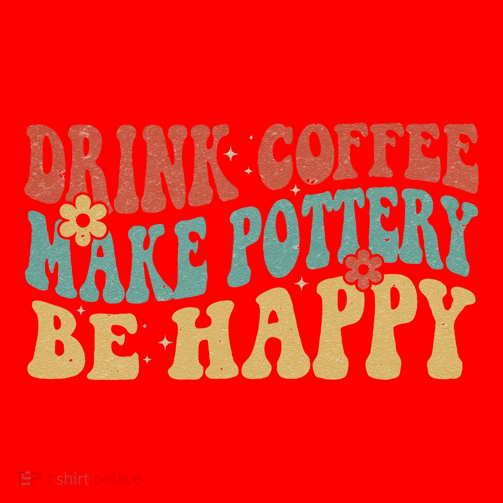 Drink Coffee Make Pottery Be Happy Groovy Pottery Artist Santa Hat