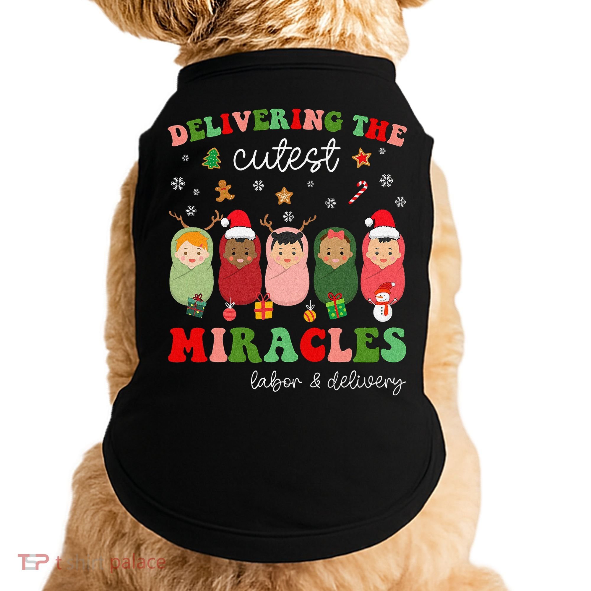Delivering Cutest Miracles Labor & Delivery Nurse Christmas Doggie Tank