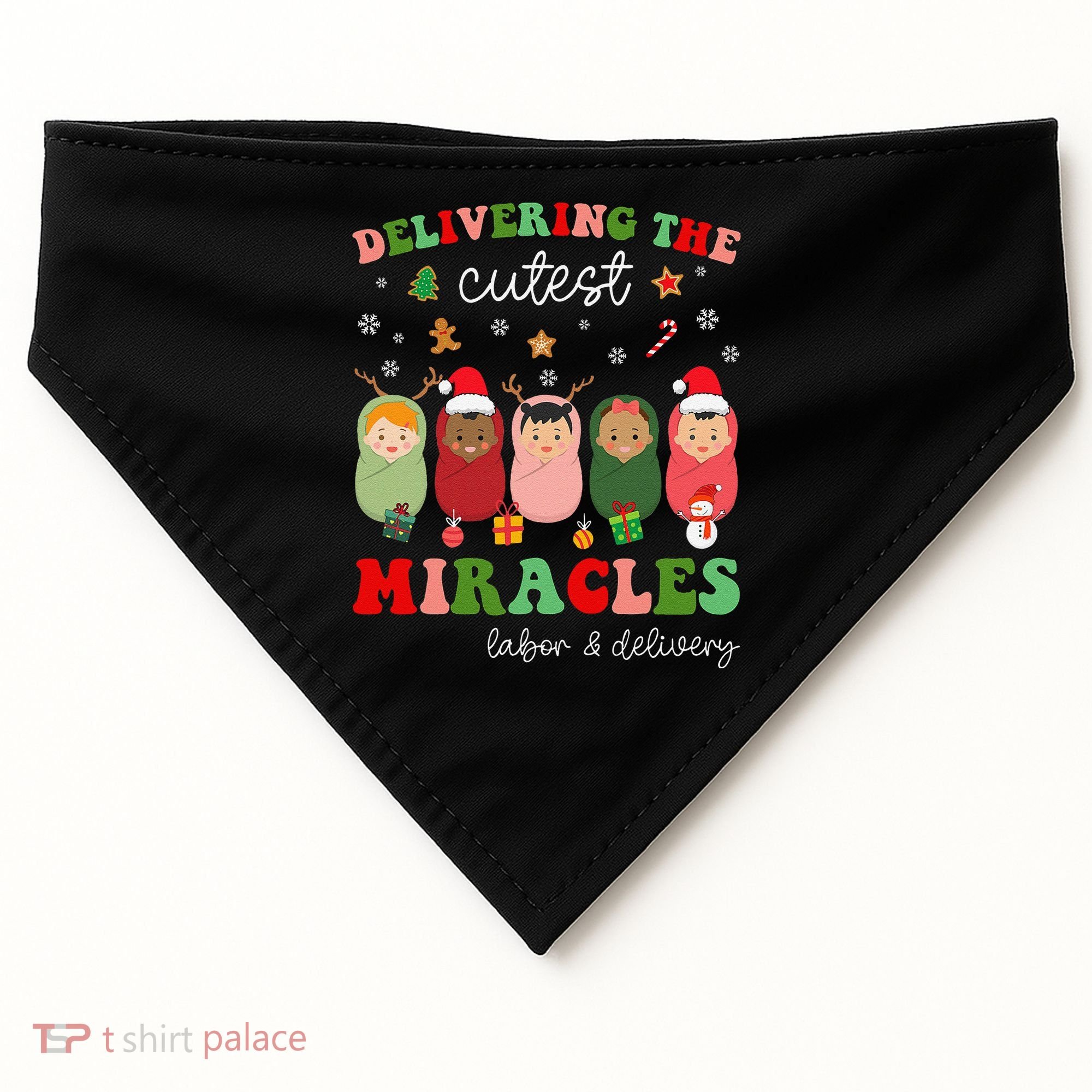 Delivering Cutest Miracles Labor & Delivery Nurse Christmas USA-Made Doggie Bandana