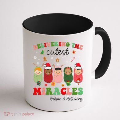 Delivering Cutest Miracles Labor & Delivery Nurse Christmas Coffee Mug back