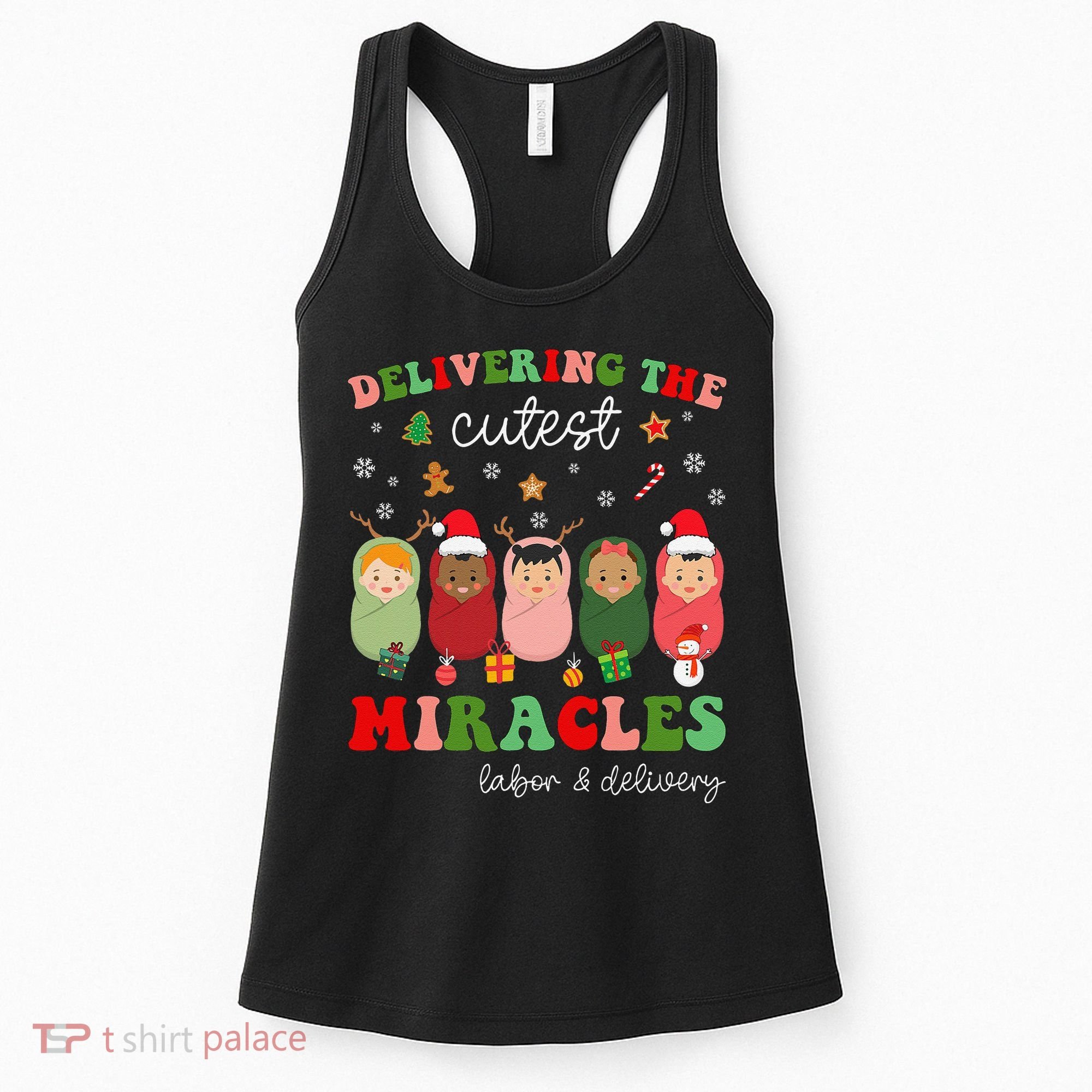 Delivering Cutest Miracles Labor & Delivery Nurse Christmas Women's Tank Top