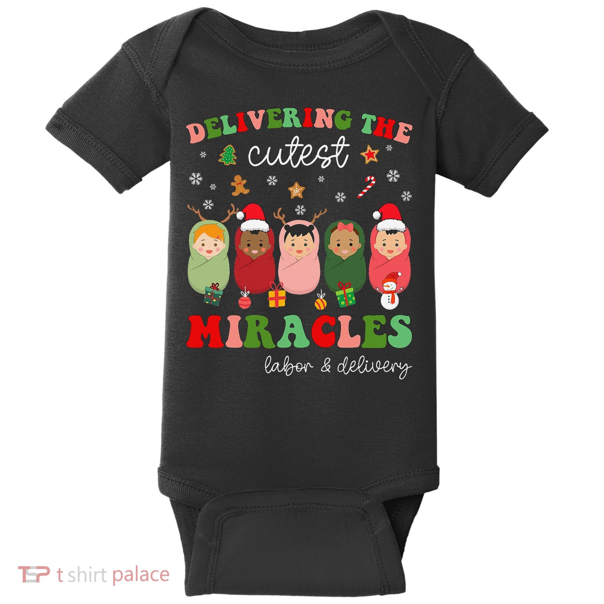 Delivering Cutest Miracles Labor & Delivery Nurse Christmas Baby Bodysuit