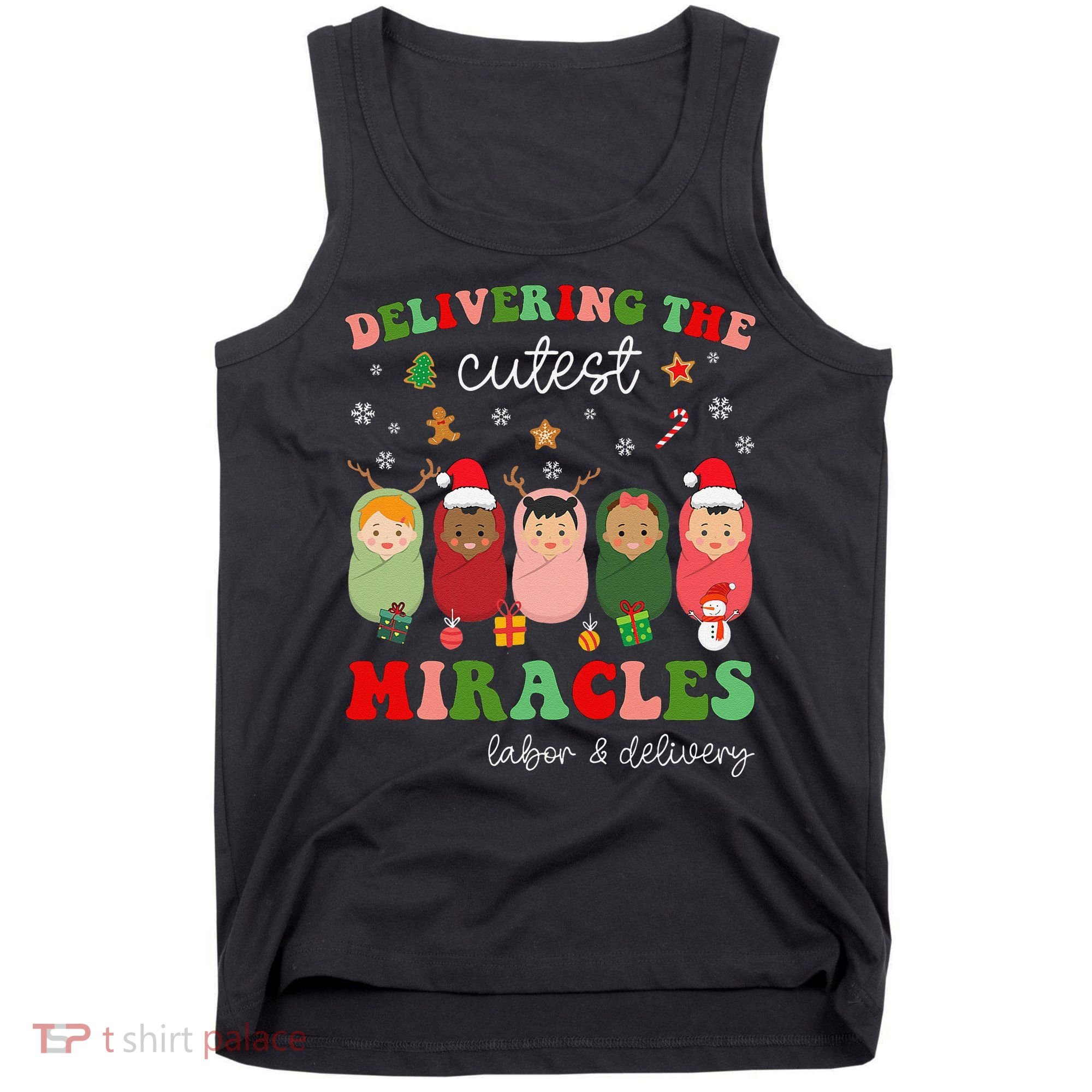 Delivering Cutest Miracles Labor & Delivery Nurse Christmas Tank Top