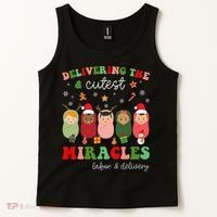 Delivering Cutest Miracles Labor & Delivery Nurse Christmas Tank Top thumb 2