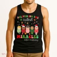 Delivering Cutest Miracles Labor & Delivery Nurse Christmas Tank Top thumb 3