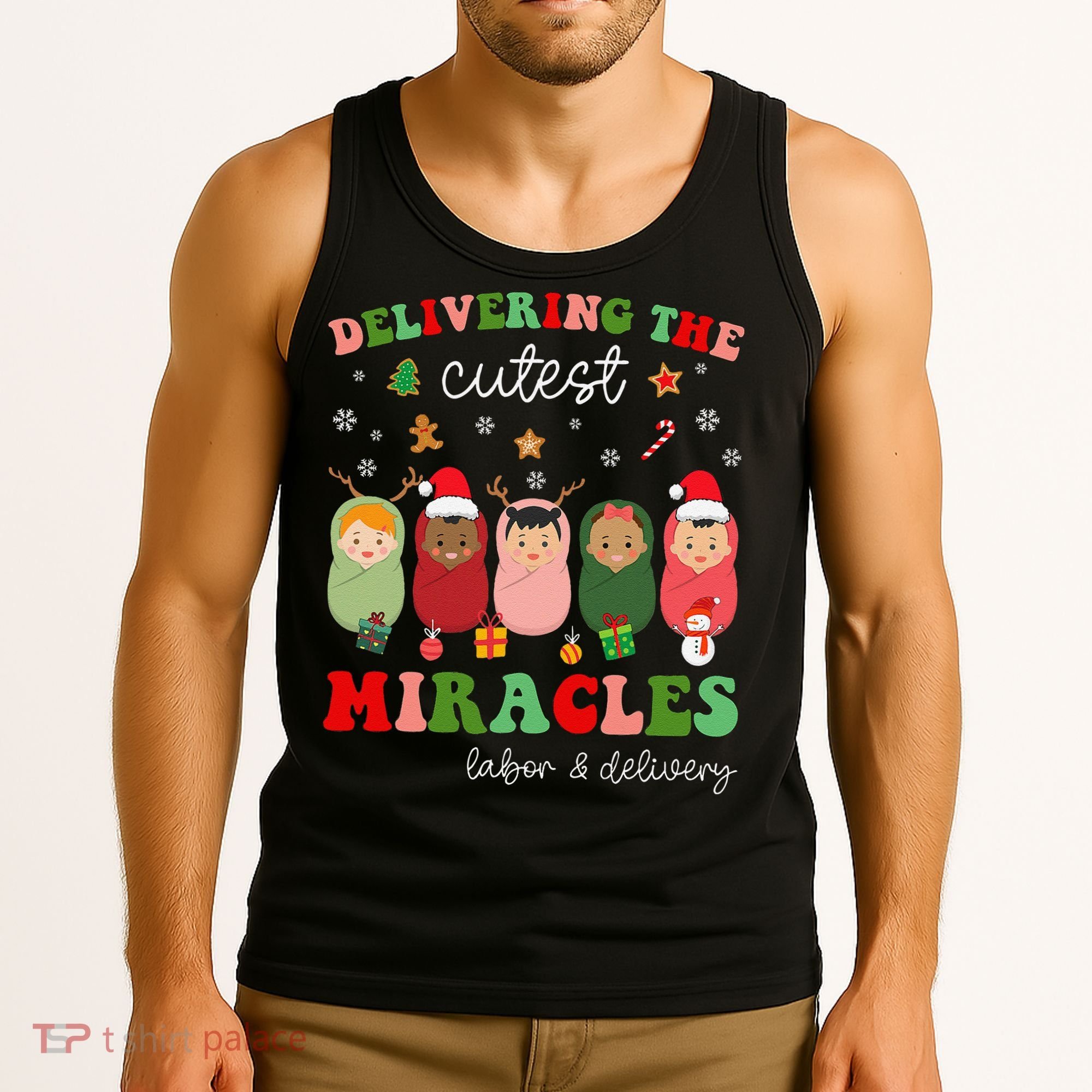 Delivering Cutest Miracles Labor & Delivery Nurse Christmas Tank Top