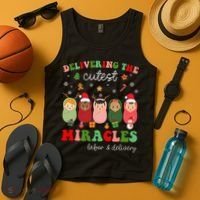 Delivering Cutest Miracles Labor & Delivery Nurse Christmas Tank Top thumb 4