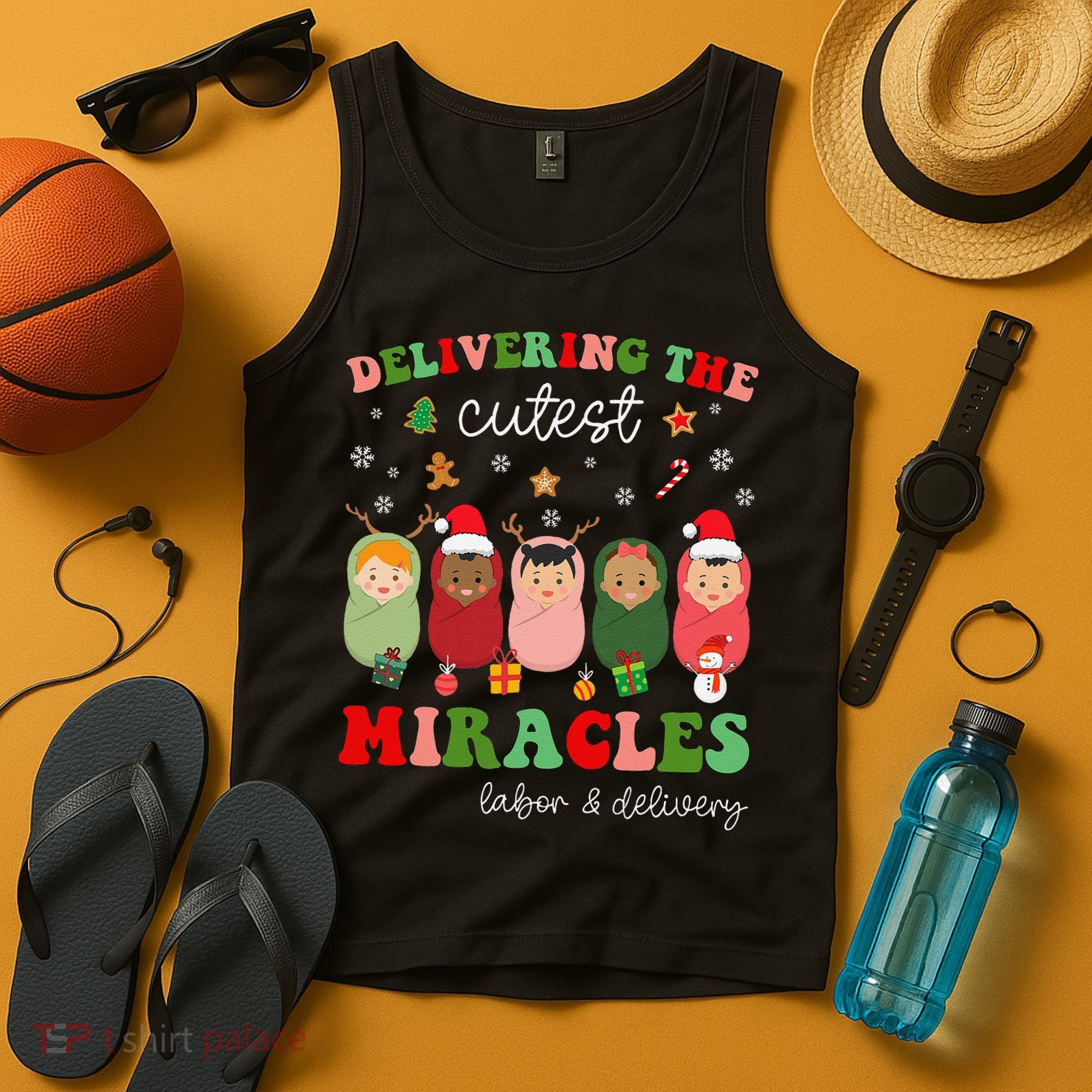 Delivering Cutest Miracles Labor & Delivery Nurse Christmas Tank Top