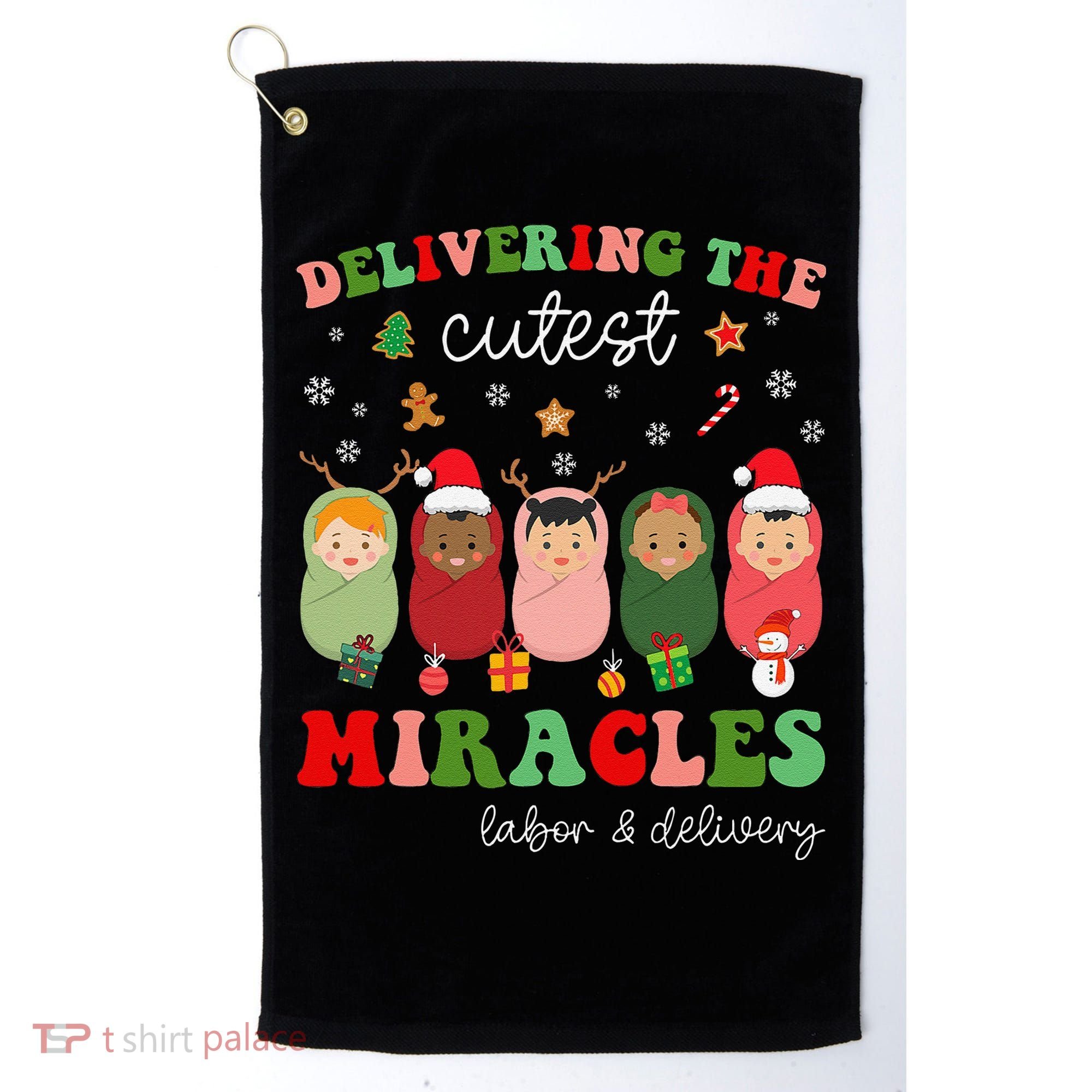 Delivering Cutest Miracles Labor & Delivery Nurse Christmas Golf Towel