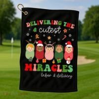Delivering Cutest Miracles Labor & Delivery Nurse Christmas Golf Towel thumb 1