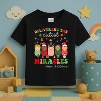 Delivering Cutest Miracles Labor & Delivery Nurse Christmas Toddler T-Shirt thumb 3
