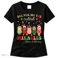 Delivering Cutest Miracles Labor & Delivery Nurse Christmas Women's T-Shirt thumb 0