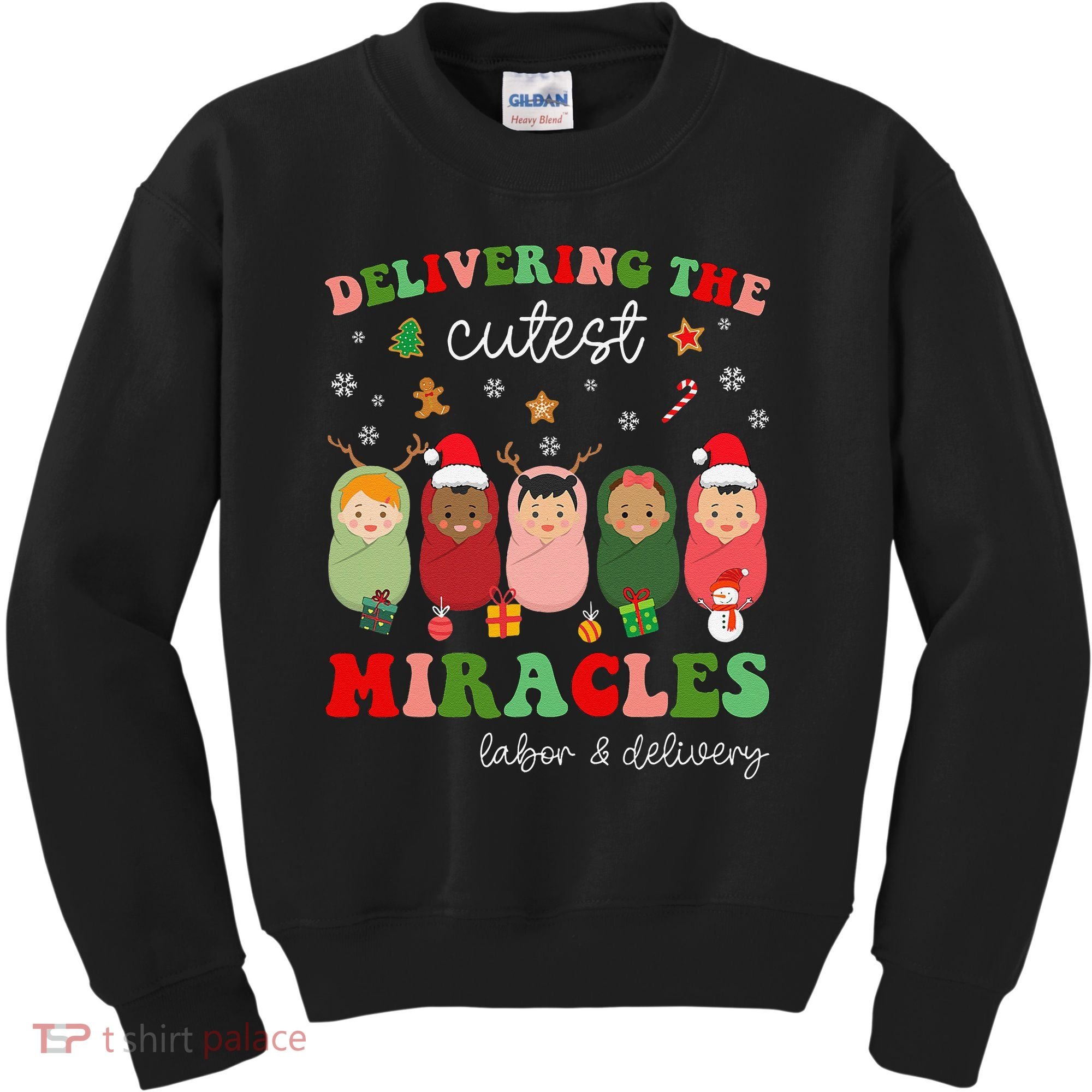 Delivering Cutest Miracles Labor & Delivery Nurse Christmas Kids Sweatshirt