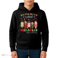 Delivering Cutest Miracles Labor & Delivery Nurse Christmas Kids Hoodie thumb 4