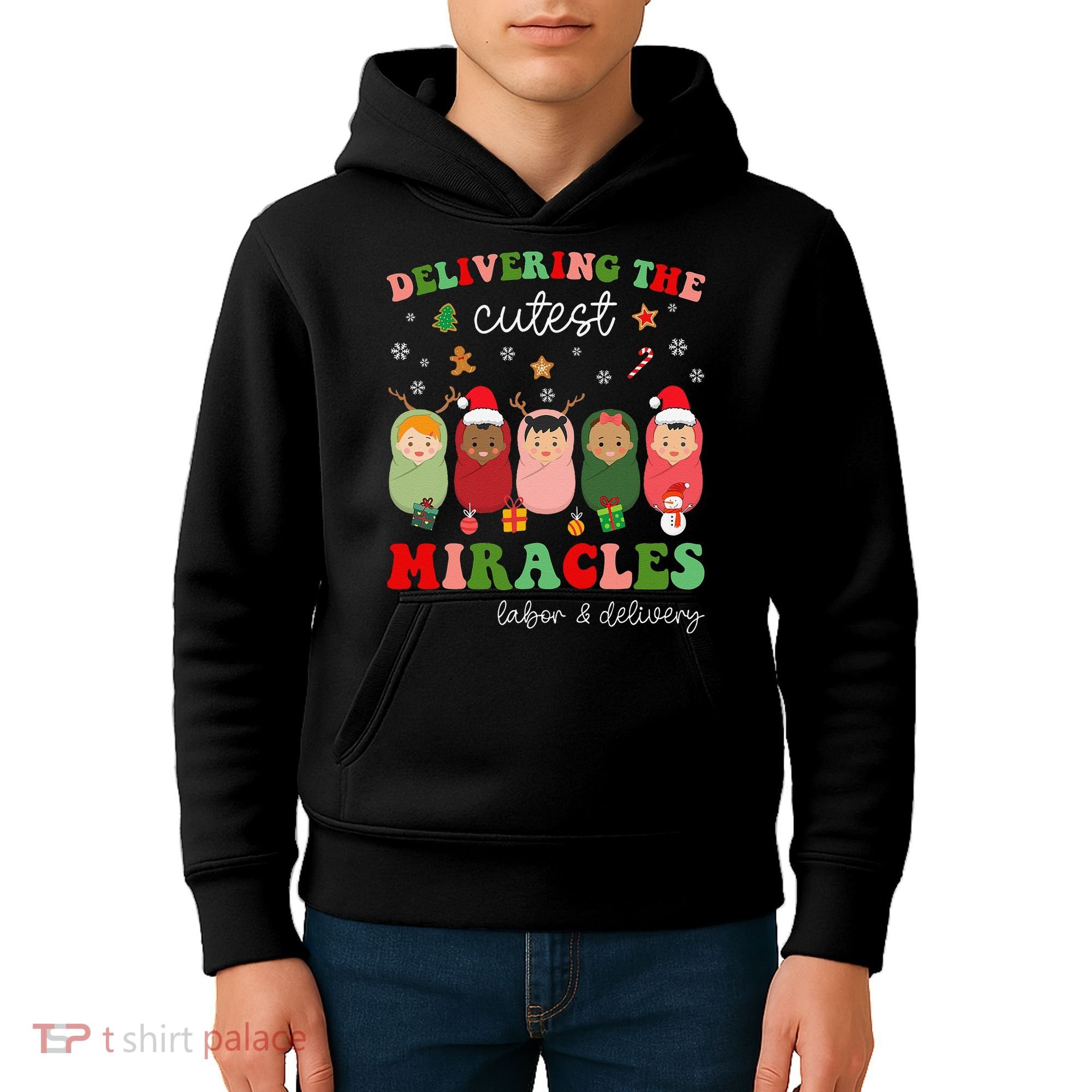 Delivering Cutest Miracles Labor & Delivery Nurse Christmas Kids Hoodie