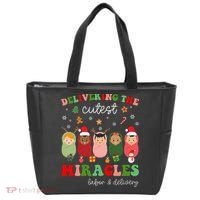 Delivering Cutest Miracles Labor & Delivery Nurse Christmas Tote Bag thumb 0