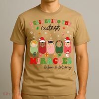 Delivering Cutest Miracles Labor & Delivery Nurse Christmas T-Shirt thumb 3