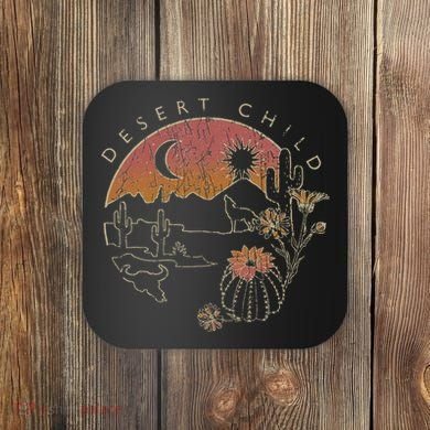 Desert Child Night Landscape Outline Coaster