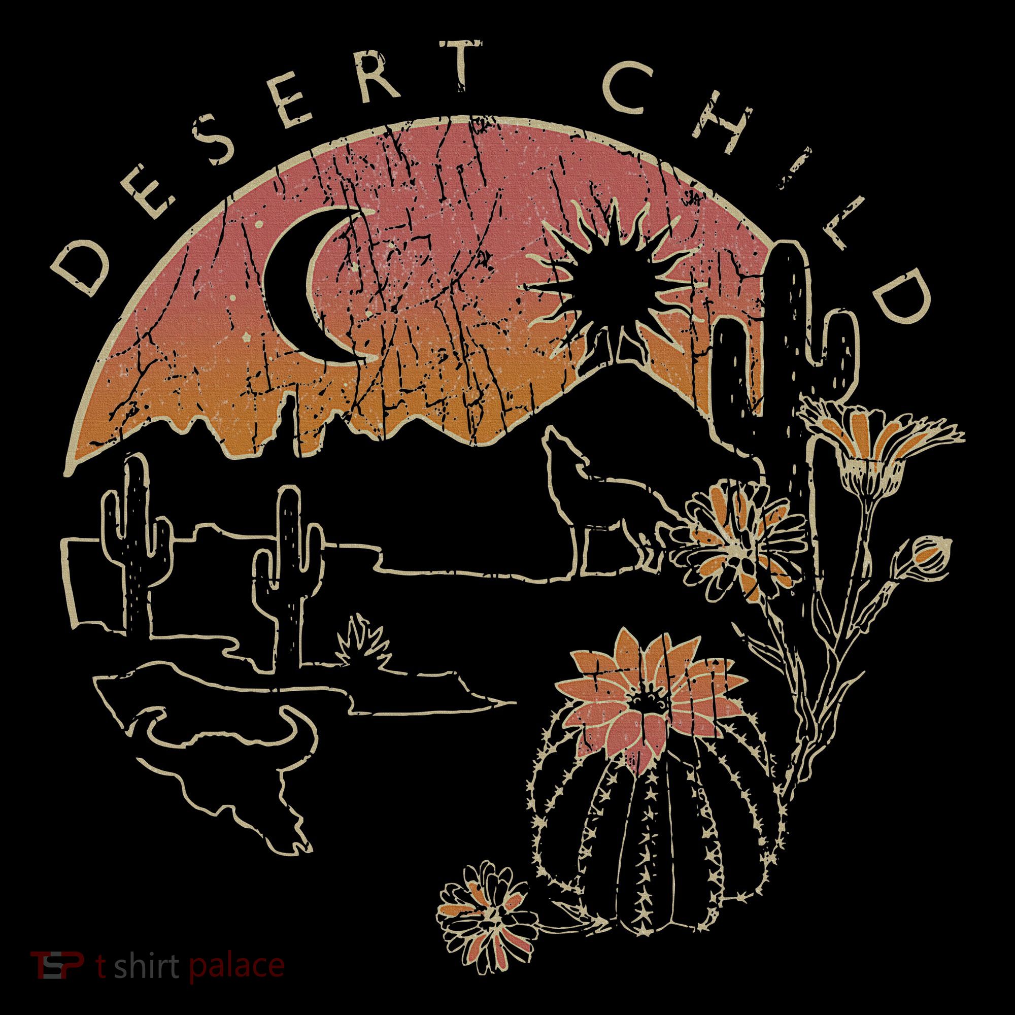 Desert Child Night Landscape Outline Women's Hoodie