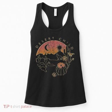 Desert Child Night Landscape Outline Women's Tank Top