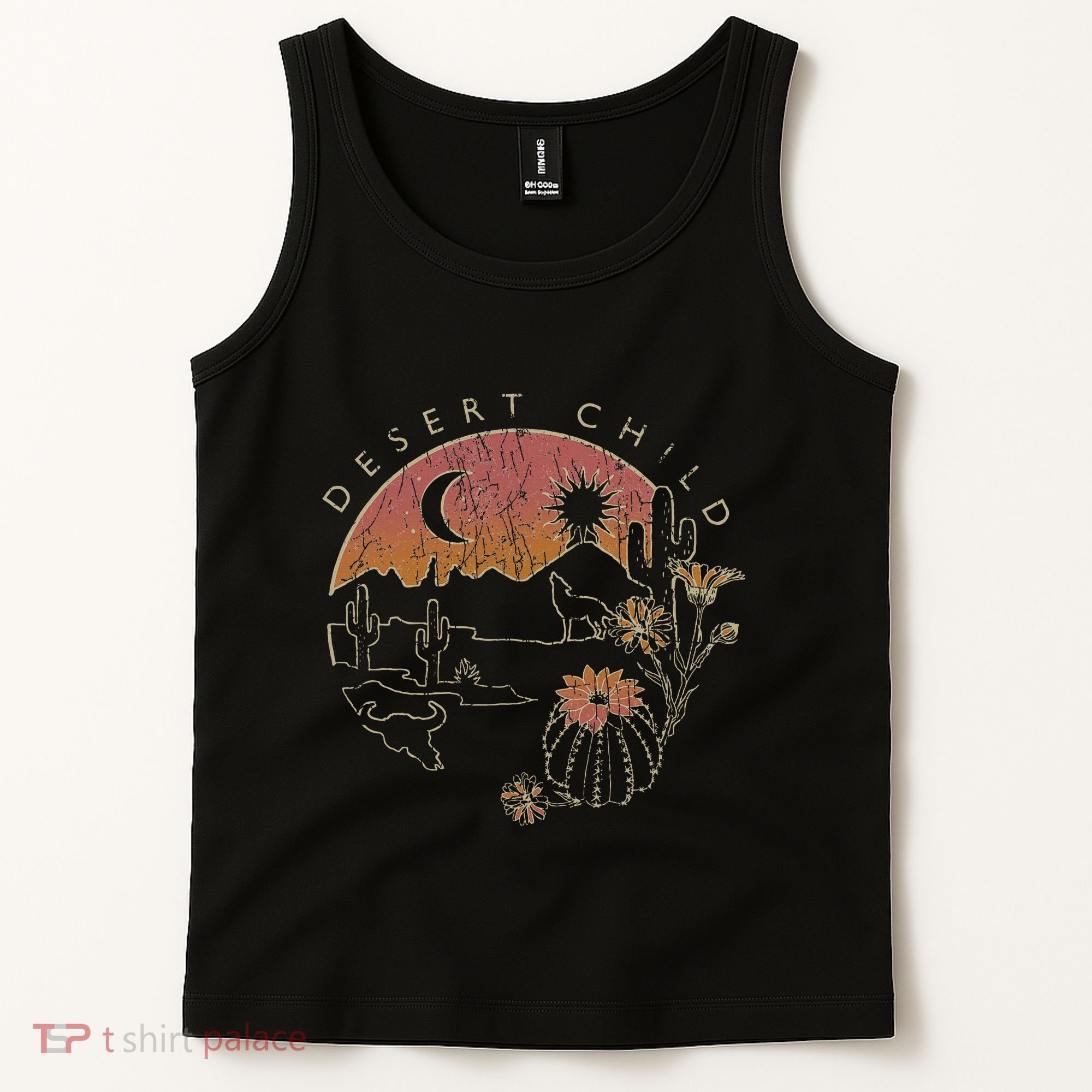 Desert Child Night Landscape Outline Tank Top