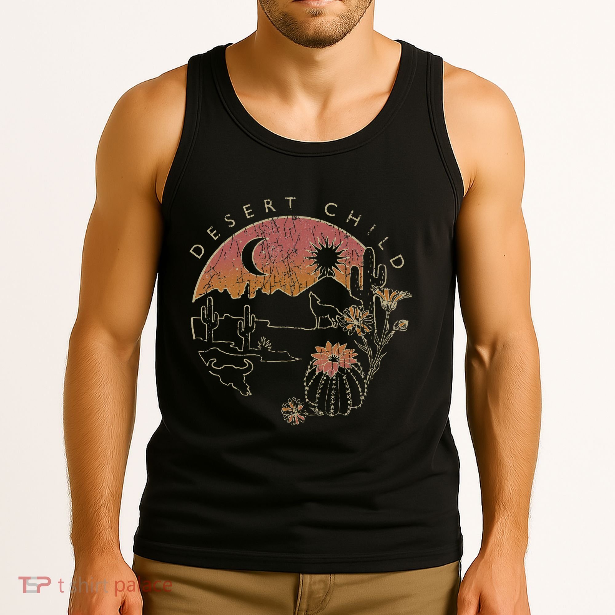Desert Child Night Landscape Outline Tank Top