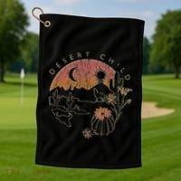 Desert Child Night Landscape Outline Golf Towel thumb 1
