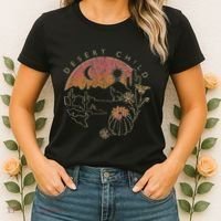 Desert Child Night Landscape Outline Women's T-Shirt thumb 2