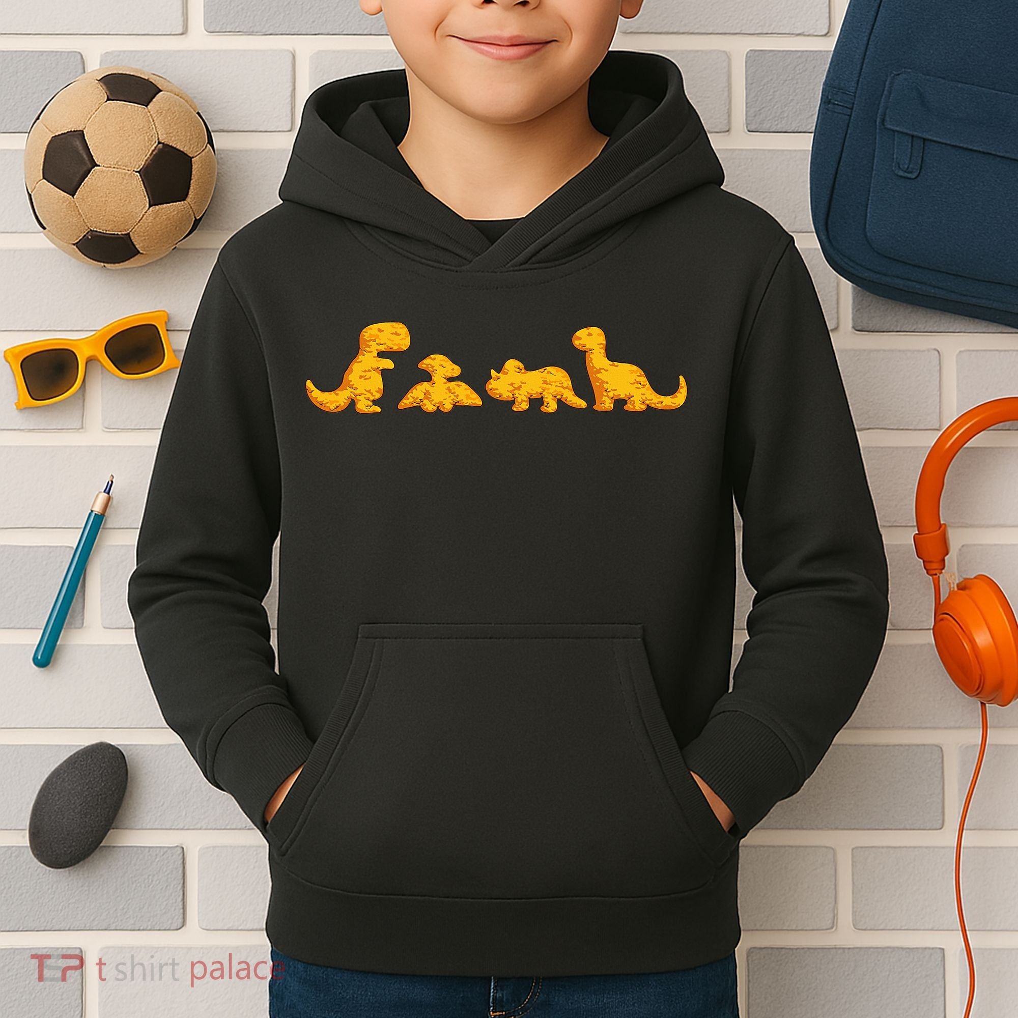 Dino Chicken Nugget Funny Dinosaur Shape Nuggets Nug Lover Kids Hoodie