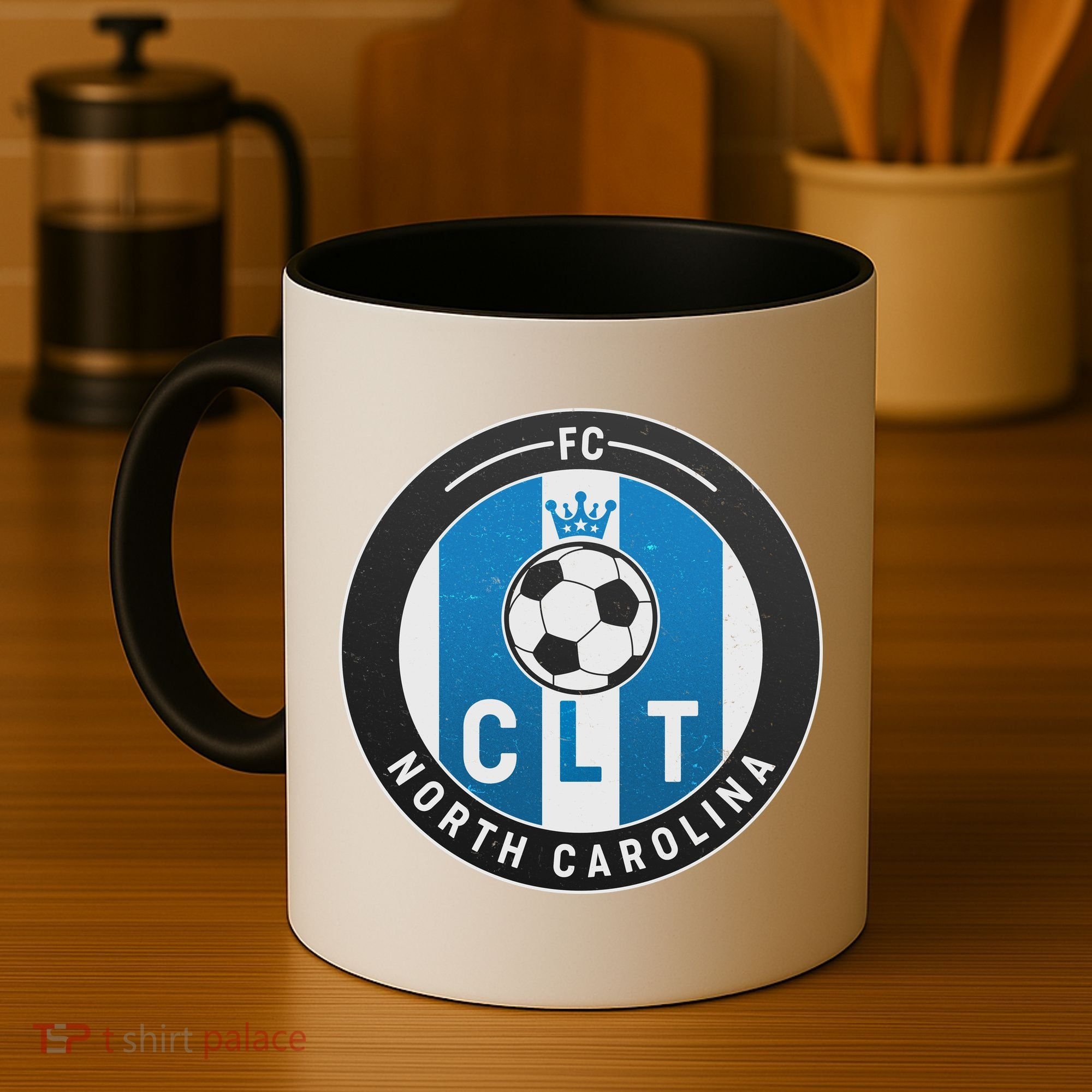 Distressed Charlotte North Carolina CLT Soccer Jersey Coffee Mug