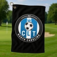 Distressed Charlotte North Carolina CLT Soccer Jersey Golf Towel thumb 1