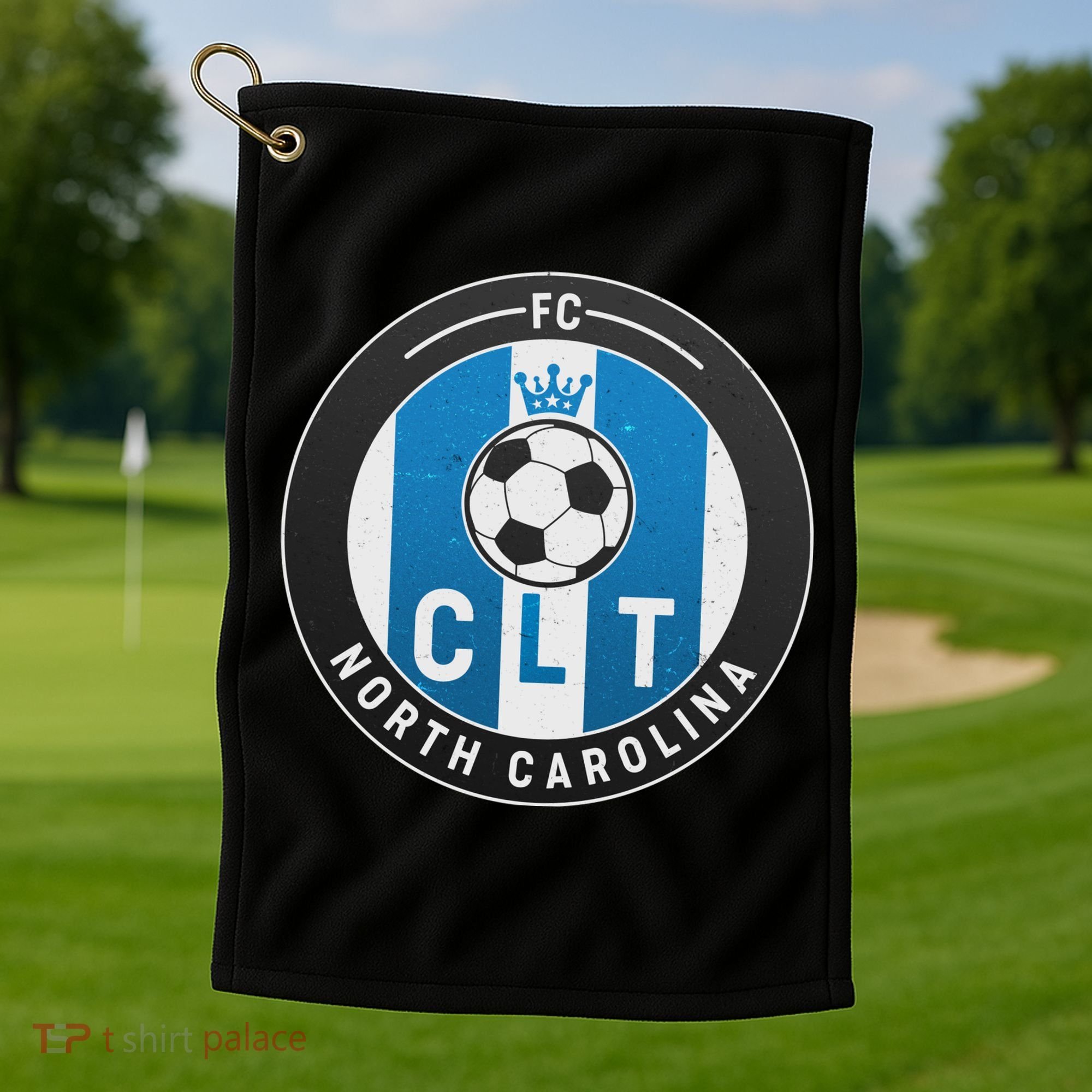 Distressed Charlotte North Carolina CLT Soccer Jersey Golf Towel