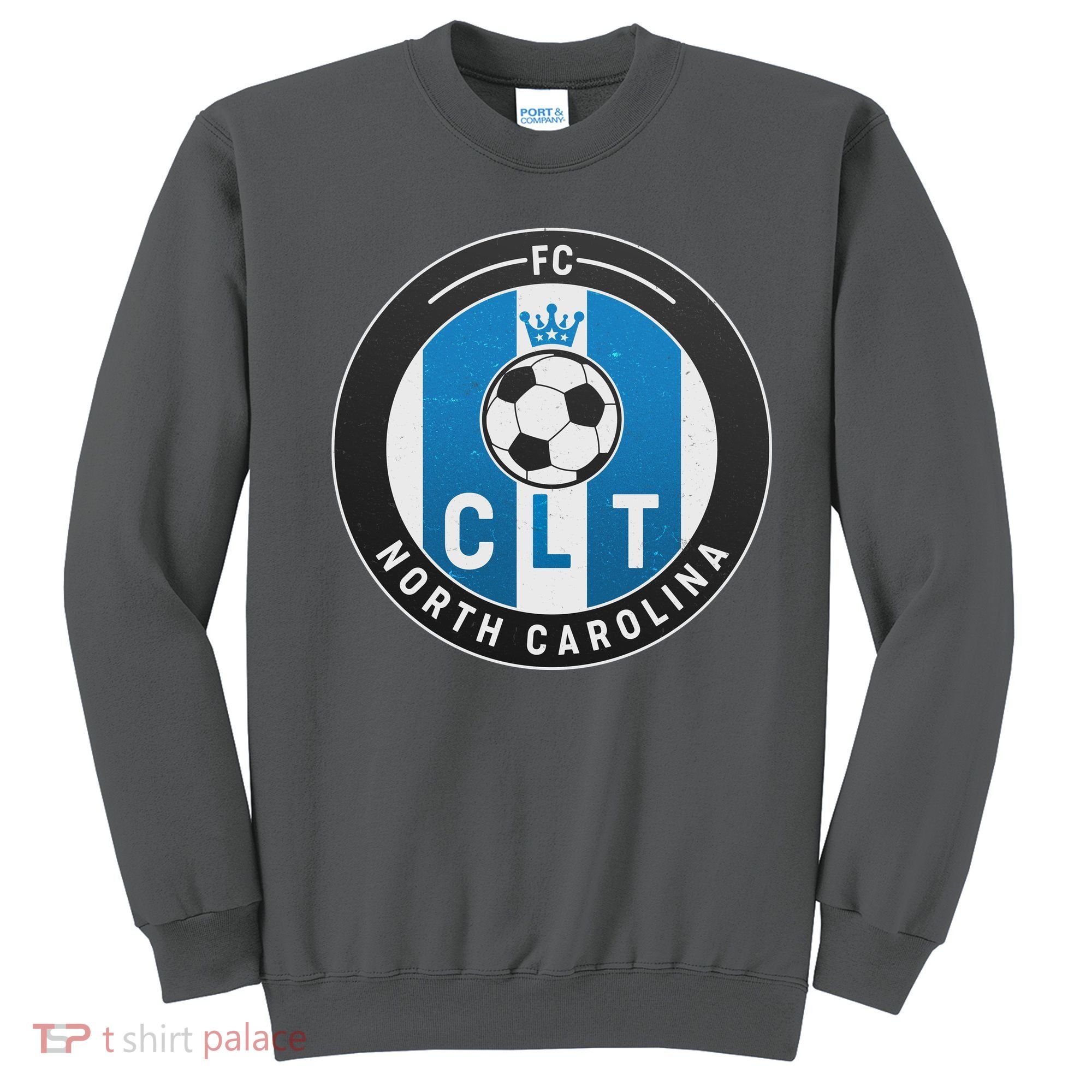 Distressed Charlotte North Carolina CLT Soccer Jersey Sweatshirt