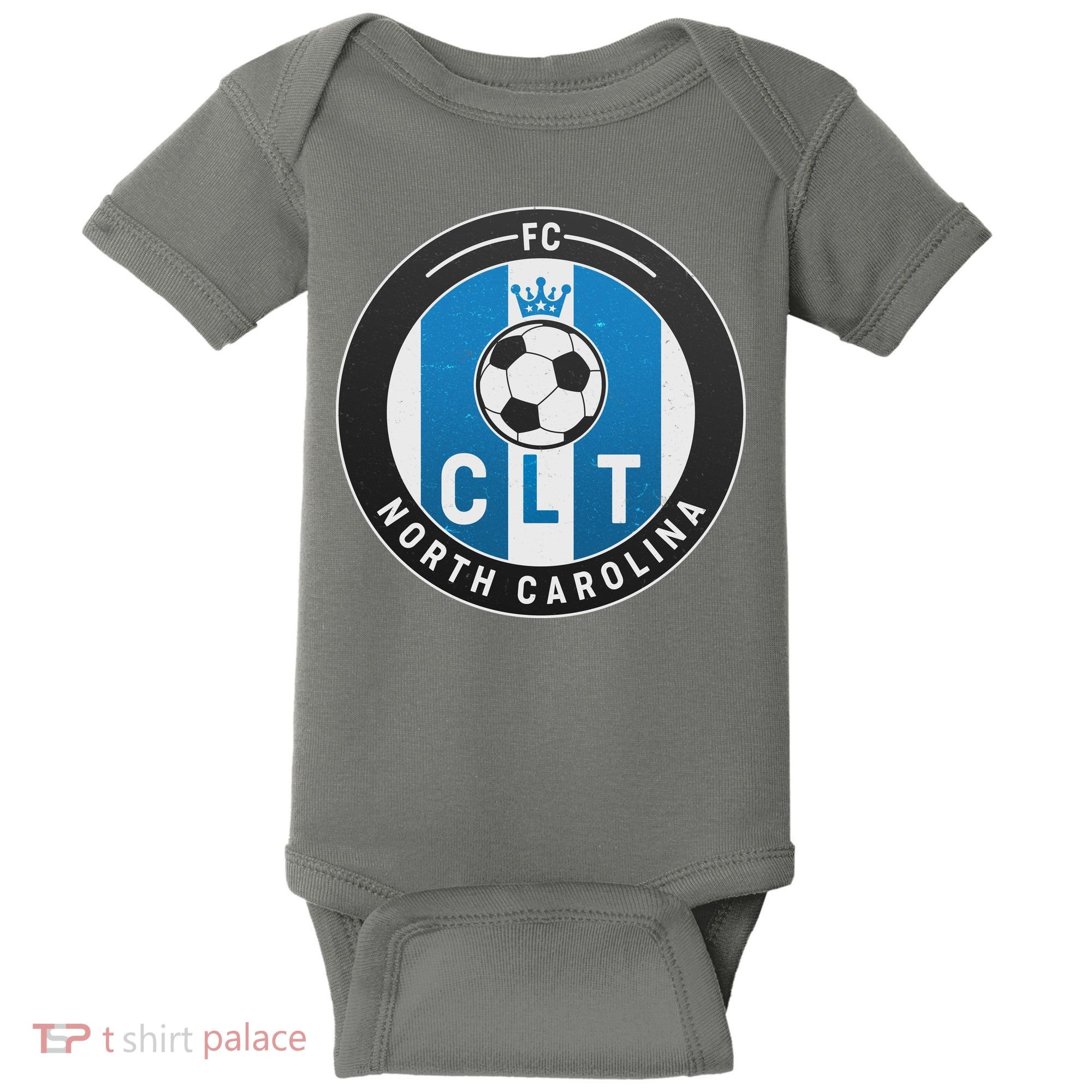 Distressed Charlotte North Carolina CLT Soccer Jersey Baby Bodysuit