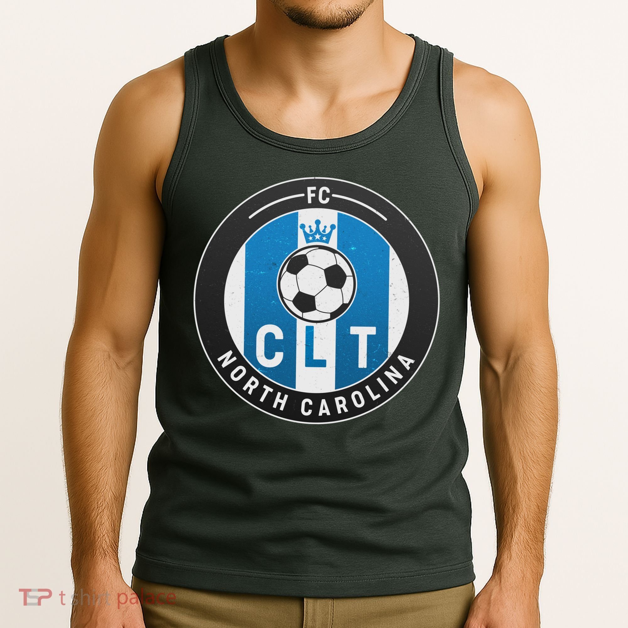 Distressed Charlotte North Carolina CLT Soccer Jersey Tank Top