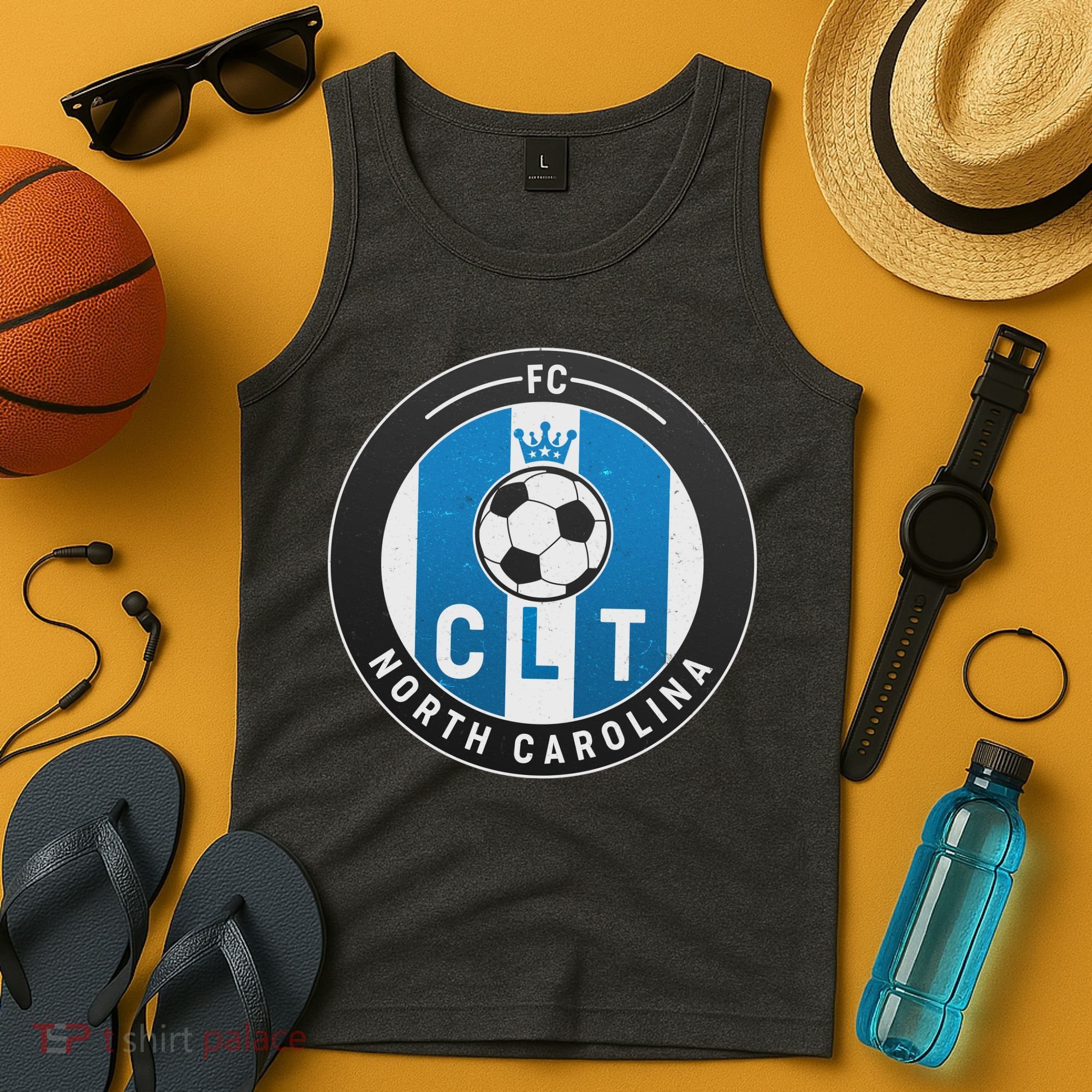 Distressed Charlotte North Carolina CLT Soccer Jersey Tank Top