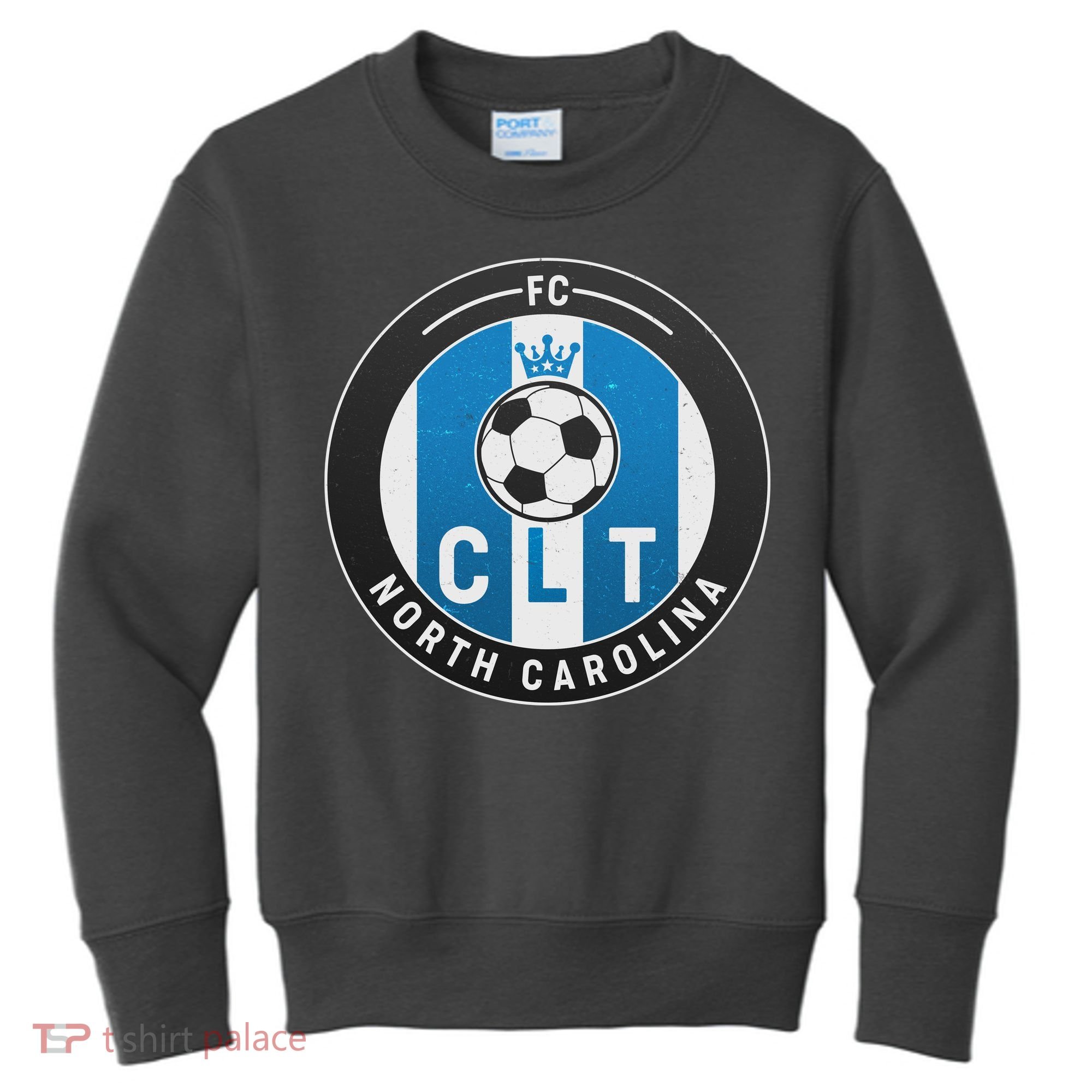 Distressed Charlotte North Carolina CLT Soccer Jersey Kids Sweatshirt