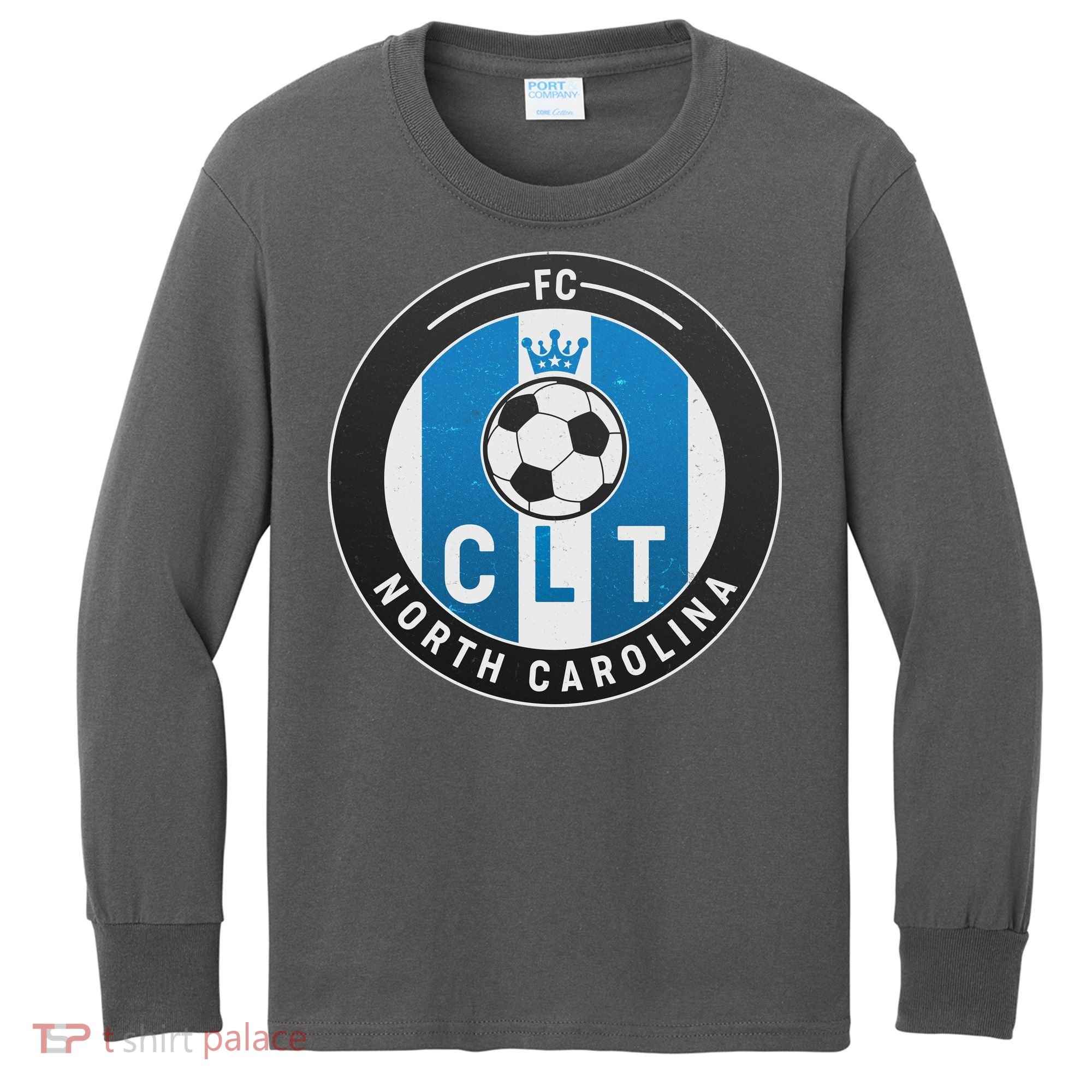Distressed Charlotte North Carolina CLT Soccer Jersey Kids Long Sleeve Shirt
