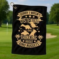 Dino Chicken Nugget Dinosaur Nugs Veggie Funny Golf Towel thumb 1