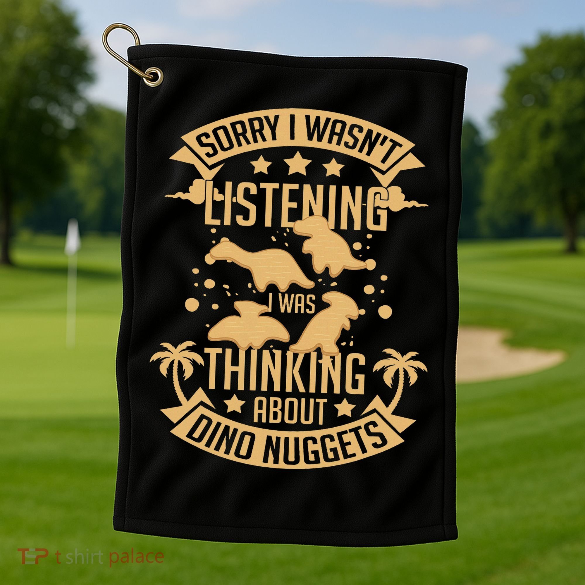 Dino Chicken Nugget Dinosaur Nugs Veggie Funny Golf Towel