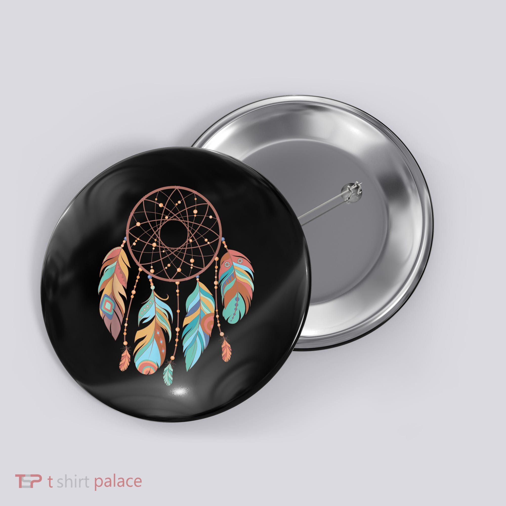 Dream Catcher Native American Feathers Tribal Dreamcatcher Button